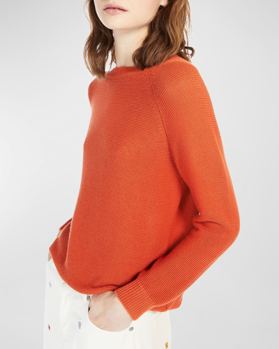 Weekend Max Mara Linz Crewneck Raglan-sleeve Sweater In Orange