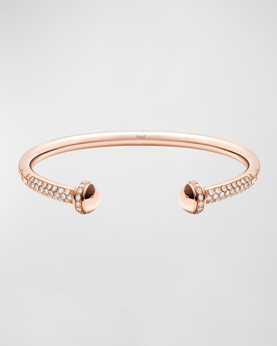Piaget Possession Medium-model 18k Red Gold Open Bangle With Diamonds In 15 Rose Gold