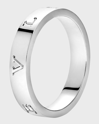 Bvlgari Bulgari Bulgari Plain Band Ring In 18k White Gold, Eu 51 / Us 5.75 In Metallic