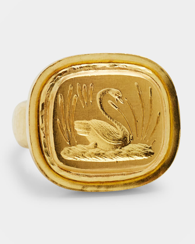 Elizabeth Locke 19k Gold Swan Ring In 05 Yellow Gold