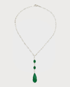 BAYCO PLATINUM CARVED EMERALD AND BRIOLETTE DIAMOND NECKLACE