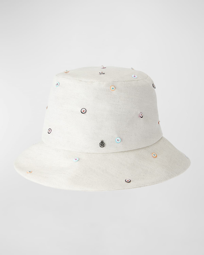 Maison Michel Fredo Embroidered Sequin Bucket Hat In Natural