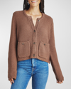 Splendid Andrea Patch Pocket Cropped Cardigan In Macchiato