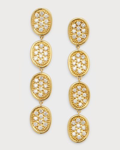 Marco Bicego 18k Yellow Gold Lunaria Diamond Pave Link Linear Drop Earrings