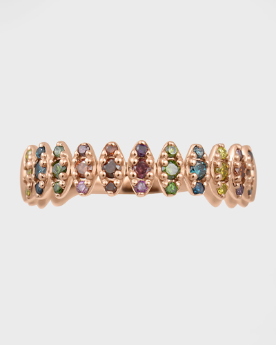 Stevie Wren 14k Rose Gold Rainbow Diamond Zigzag Ring