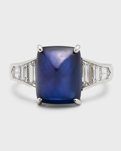 Bayco Platinum Sugarloaf Cabochon Sapphire Ring In 20 Platinum