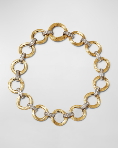 Marco Bicego Jaipur Link 18k Yellow & White Gold Flat-link Single Row Diamond Bracelet In 05 Yellow Gold