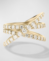 LANA 14K YELLOW GOLD FLAWLESS CRISS CROSS 3-BAND GRADUATING DIAMOND RING - SIZE 7