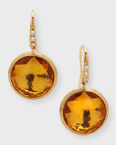 Marco Bicego Jaipur Color Drop Earrings With Diamonds And Citrine In 05 Yellow Gold