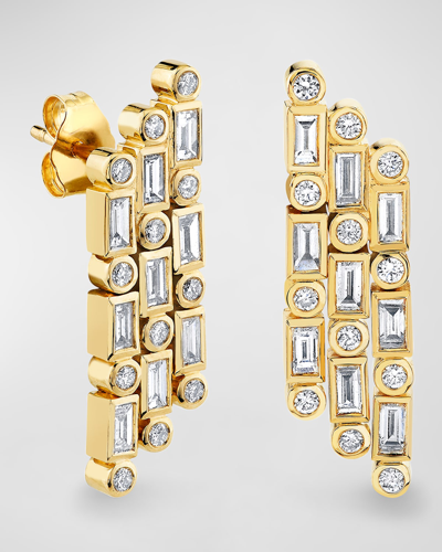 Sydney Evan 14k Yellow Gold Diamond Waterfall Earrings In 40 White