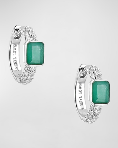 Sheryl Lowe Emerald 3-row Diamond Huggie Earrings In 20 Green