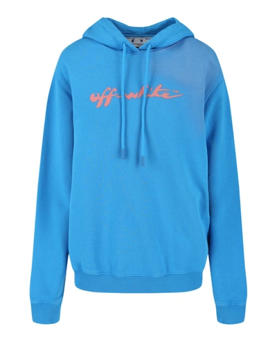 Off-white Logo-print Pullover Hoodie In Blue
