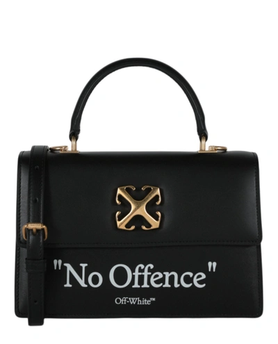 Off-white Jitney 1.4 Leather Top Handle Bag In Black