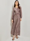 Misook Bishop Sleeve Jacquard Knit Maxi Dress In Multi