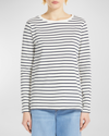 Weekend Max Mara Womens Navy Erasmo Striped Cotton T-shirt In Navy Pinstripes