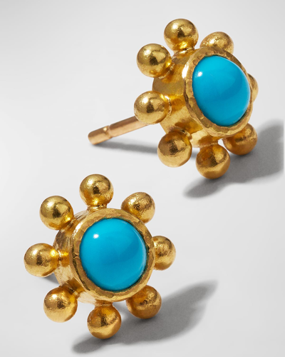 Elizabeth Locke 19k Sleeping Beauty Turquoise Earrings In 05 Yellow Gold