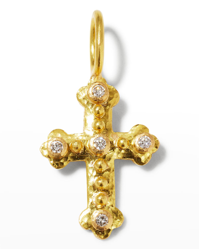 Elizabeth Locke Diamond Byzantine Cross Pendant In 05 Yellow Gold