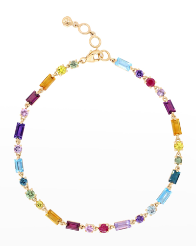 Stevie Wren Round And Baguette Gemstone Bracelet, Rainbow