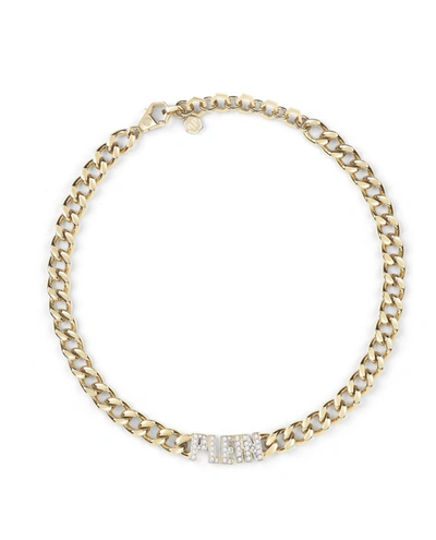 Philipp Plein Gold-tone Ip Stainless Steel Pave Plein Lettering Cuban Link Necklace, 15" + 2-3/4" Extender In Multi
