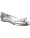 Ferragamo Varina Womens Leather Slip On Ballet Flats In Grey