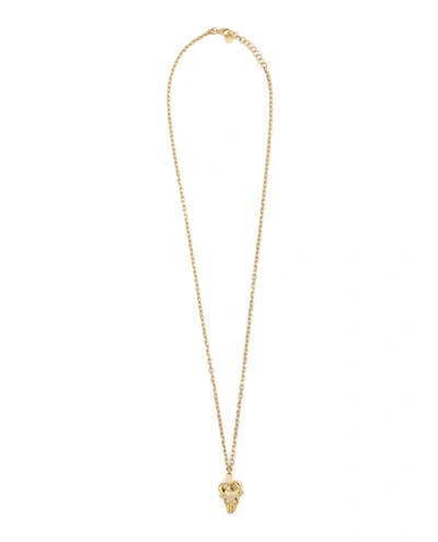 Philipp Plein Gold-tone Ip Stainless Steel 3d Crowned $kull Cable Chain 29-1/2" Pendant Necklace