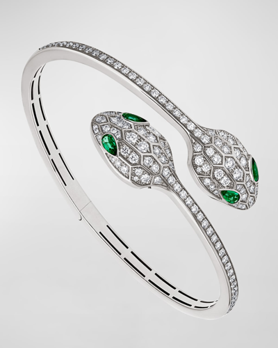 Bvlgari Serpenti Bypass Bracelet In 18k White Gold And Diamonds In 10 White Gold