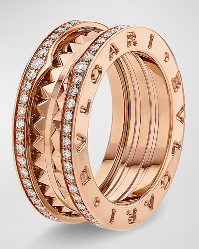 Bvlgari B. Zero1 Rock Studded Diamond Pave Ring, Eu 53 / Us 6.25 In 15 Rose Gold