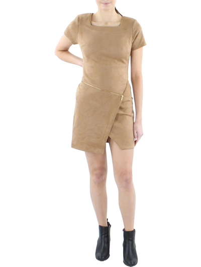 Calvin Klein Womens Faux Suede Mini Sheath Dress In Multi