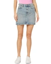 Hudson Curved Hem Denim Miniskirt In Blue