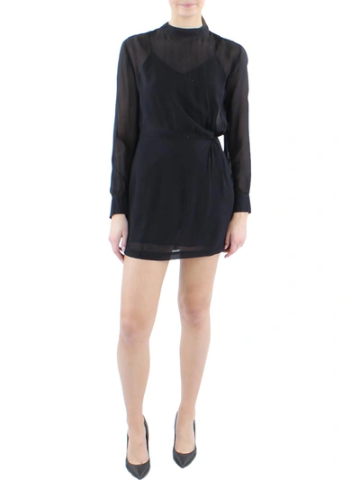 Rag & Bone Lyla Womens Sheer Mock Neck Mini Dress In Black