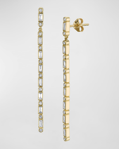 Sydney Evan Dangling Baguette Diamond Line Earrings In 40 White