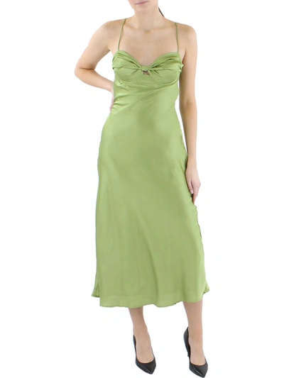 Astr Mariela Womens Satin Long Slip Dress In Green