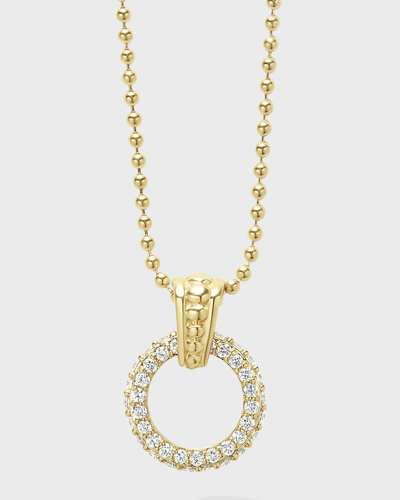 Lagos 18k 9mm Diamond-circle Pendant Necklace In 40 White