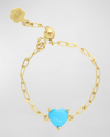 Stevie Wren 18k Gold Turquoise Heart Adjustable Chain Ring In 60 Multi-colored
