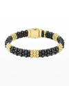 Lagos Gold & Black Caviar Collection 18k Gold & Ceramic Beaded Five Station Bracelet In 05 No Stone