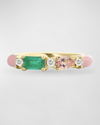 Stevie Wren Gemstone Enamel Ring In Emerald Morganite