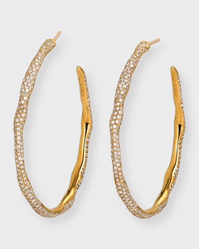 Ippolita Coral Reef 18k Gold Hoop Earrings With Diamonds In 15 Blue