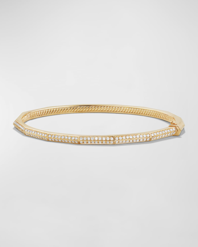 David Yurman Stax 18k Gold Faceted Bracelet With Diamonds In 40 White