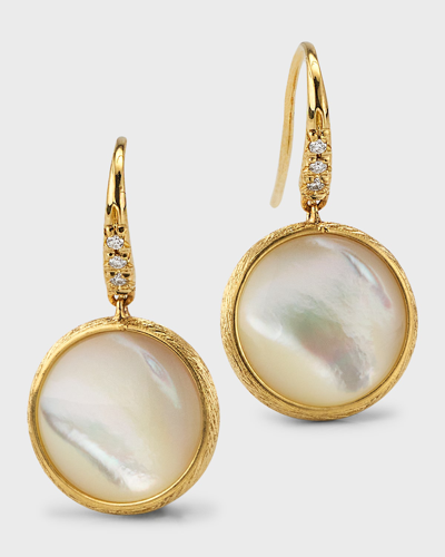 Marco Bicego Jaipur Color Drop Earrings With Diamonds And Mother-of-pearl In 05 Yellow Gold