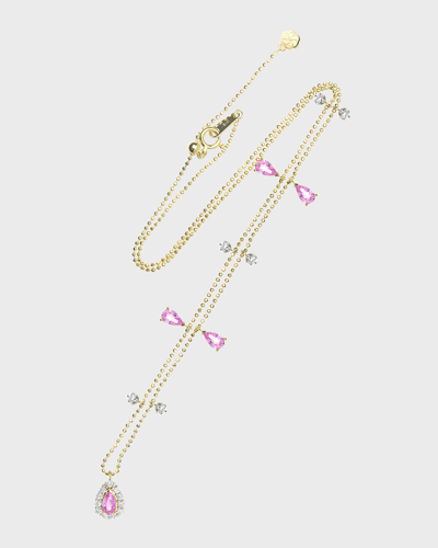 Stevie Wren 18k Yellow Gold Teardrop Necklace In Pink