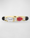 Stevie Wren 14k Yellow Gold Sapphire & Diamond Enamel Ring In Red