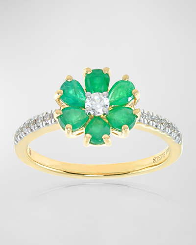 Stevie Wren 14k Gold Daisy Sunset Ombre Ring In 20 Green