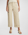 Vince Cropped Cargohose Aus Twill Aus Einer Baumwollmischung In Sepia