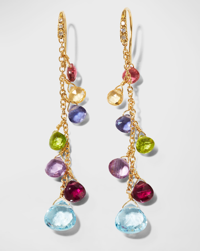 Marco Bicego 18k Yellow Gold Paradise Long Drop Earrings With Mixed Gems In 05 Yellow Gold