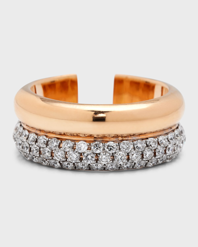 Walters Faith 18k Rose Gold Thoby Diamond 2-row Tubular Cuff Ring In 40 White