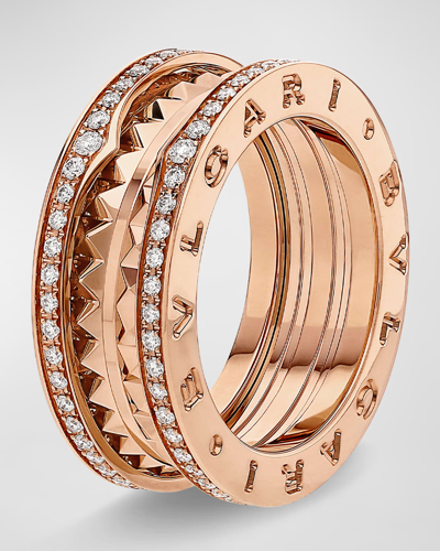 Bvlgari B. Zero1 Rock Studded Diamond Pave Ring, Eu 56 / Us 7.5 In 15 Rose Gold