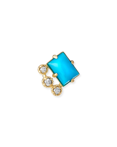 Stevie Wren Misfit 14k Geometric Turquoise & Diamond Single Stud Earring