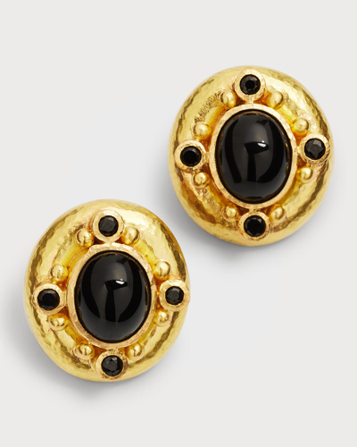 Elizabeth Locke 19k Yellow Gold Black Onyx Earrings With Black Spinel In 05 Yellow Gold