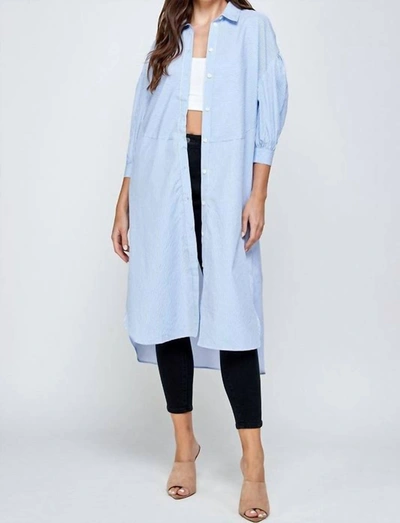 Ellison Pin Stripe Shirt Dress In Light Blue