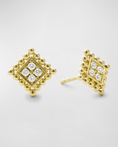 Lagos Covet 18k Gold 11mm Pave Diamond Stud Earrings